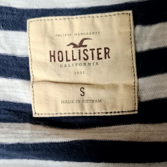 Hollister 1992 blue&white stripped long cuff sleeve lace front button shirt szS - Picture 7 of 7